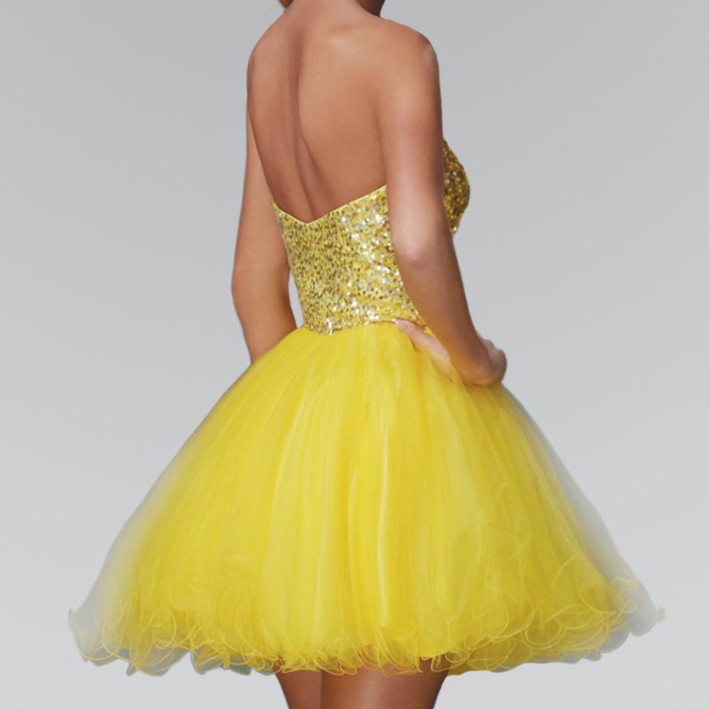 Yellow Sleeveless Party Short Dress